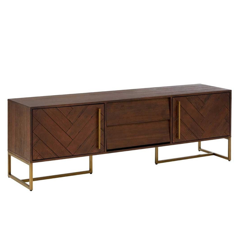 ZOE Herringbone American Ash Acacia Wood TV Console Nordic Retro Solid Wood