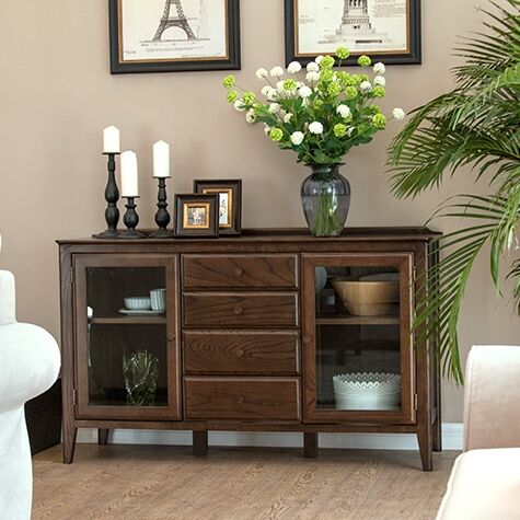 AKI All Solid Wood Sideboard Buffet American Design