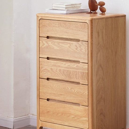 Bianca HYATT Chest Drawers Pure American Solid Wood high Chest of Drawers Modern Minimalist Japanese ( Walnut & Natural Colour)