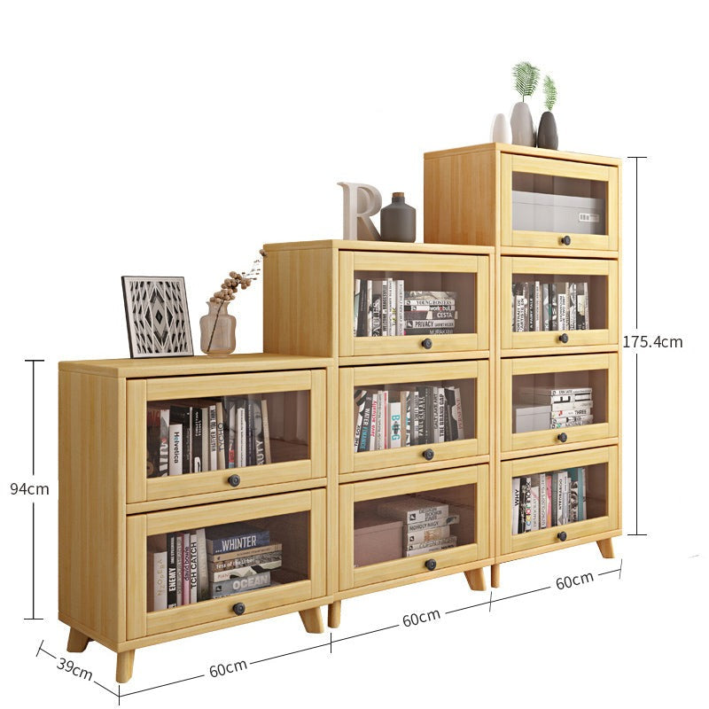 Brielle Glass Display Cabinet Bookcase Solid Wood ( Natural Color )