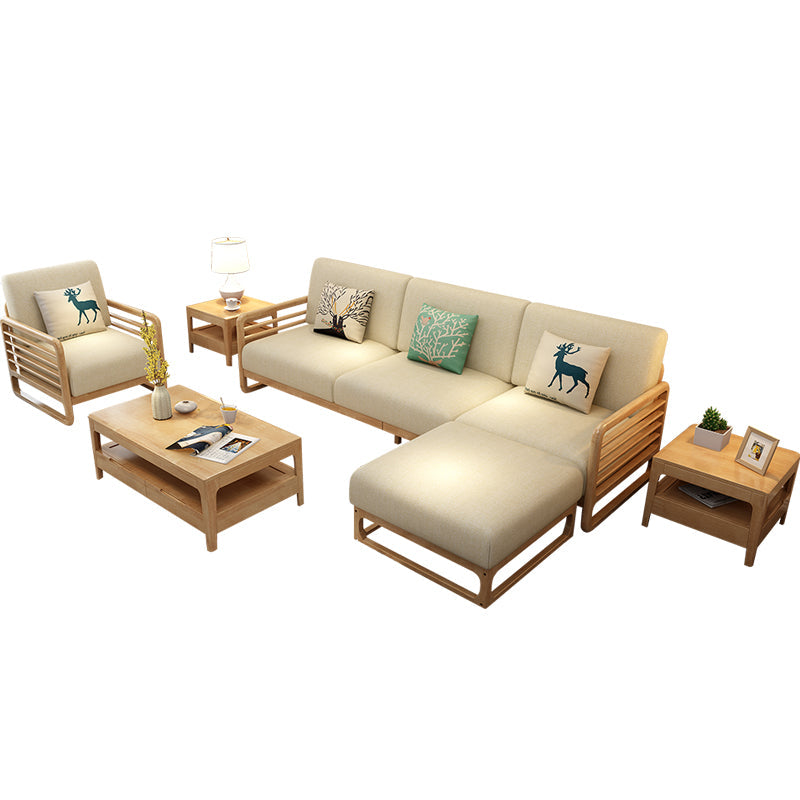 ARIA Luxury Scandinavian Sofa Solid Wood Nordic Style ( Walnut / Natural Color , 10 Combination Set )