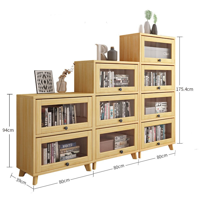 Brielle Glass Display Cabinet Bookcase Solid Wood ( Natural Color )