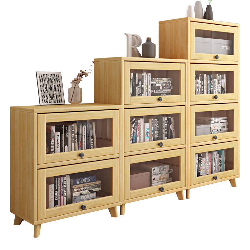 Brielle Glass Display Cabinet Bookcase Solid Wood ( Natural Color )