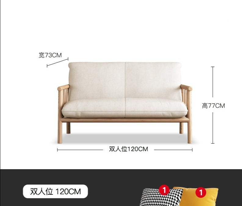 LAYLA Scandinavian Sofa Solid Wood Japanese-style ( Choose From 4 Size, 7 Color )