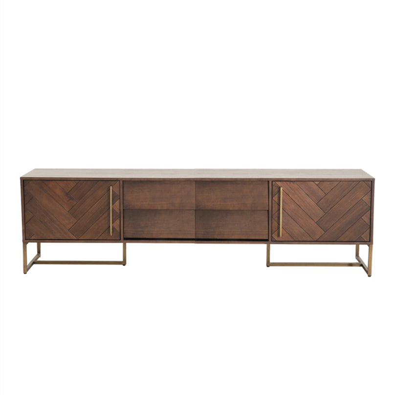 ZOE Herringbone American Ash Acacia Wood TV Console Nordic Retro Solid Wood