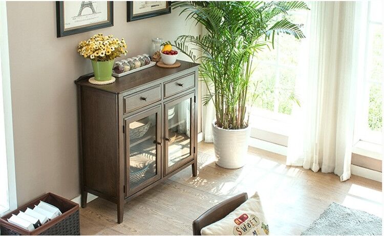 AKI All Solid Wood Sideboard Buffet American Design